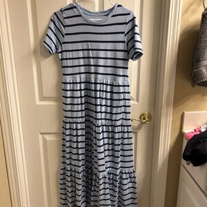 Market & Spruce Navy and Light Blue Striped Top